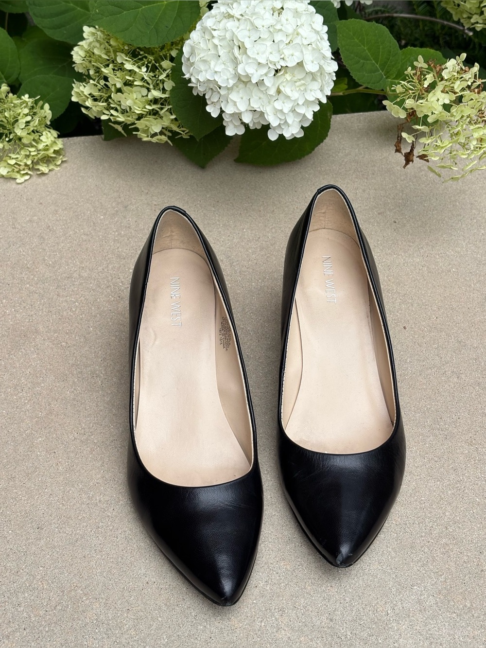 Nine West Black Pointed Toe Leather Women's Wedge